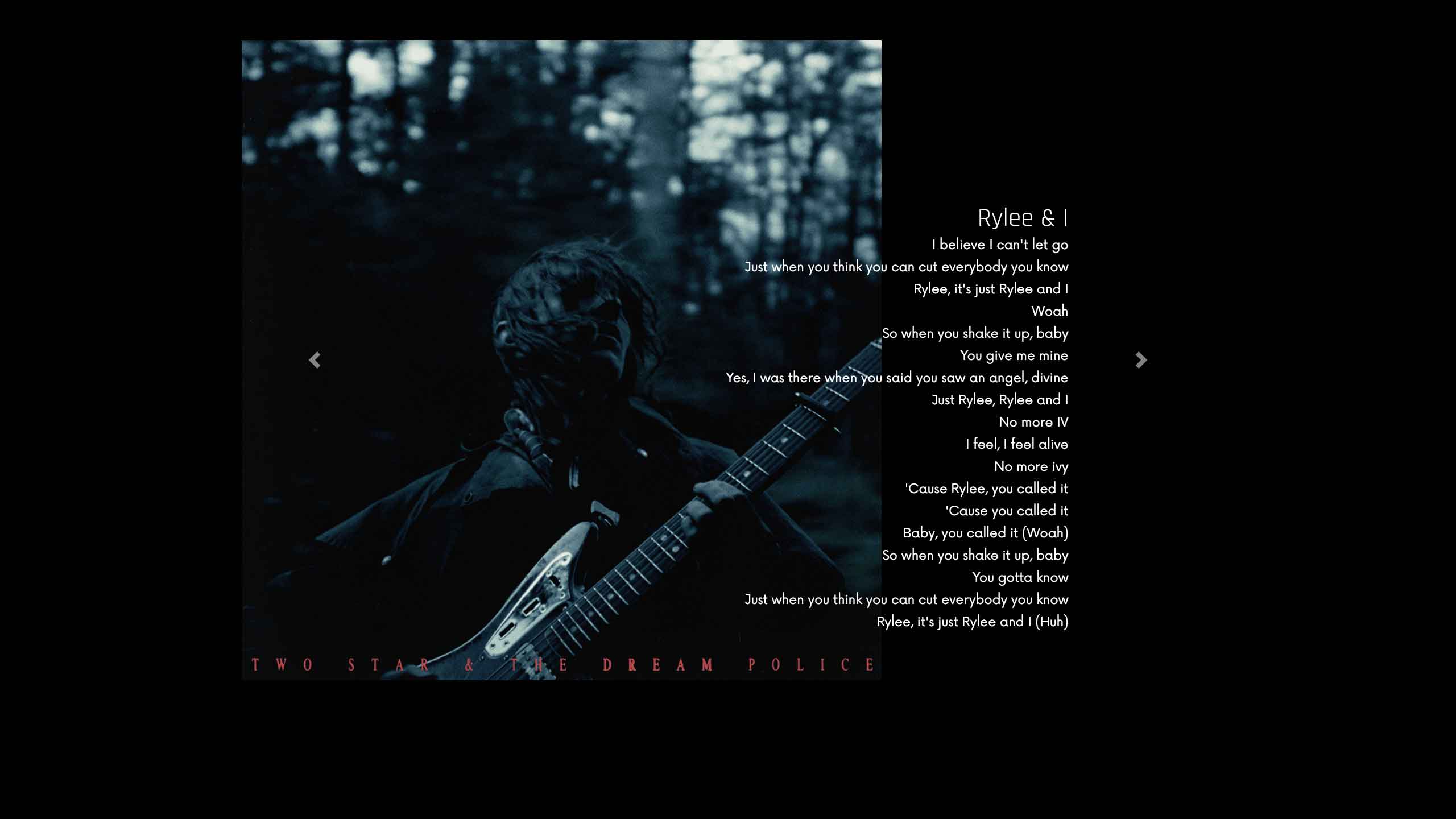 A carousel showing Mk.gee covers and lyrics