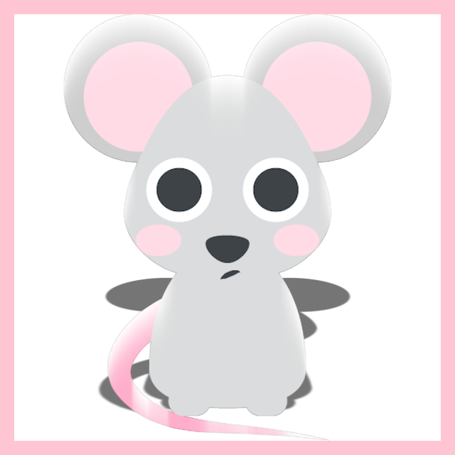 A mouse in a bright room with a pink border